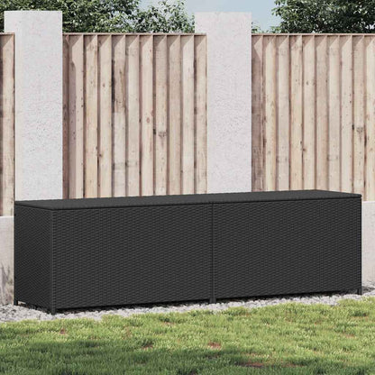 Baule da Giardino in Polyrattan 200x50x60 cm Nero | homemem39
