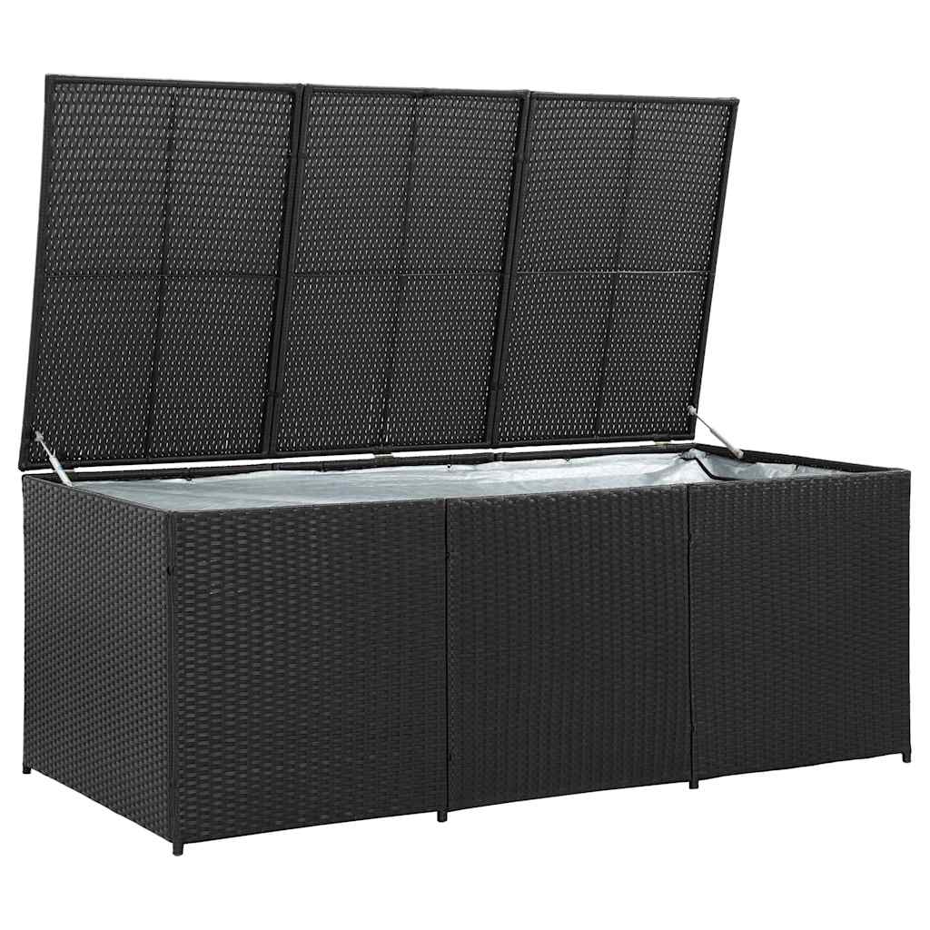 Baule da Giardino in Polyrattan 180x90x70 cm Nero