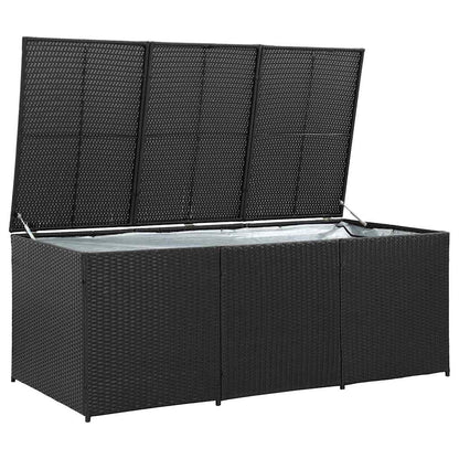 Baule da Giardino in Polyrattan 180x90x70 cm Nero