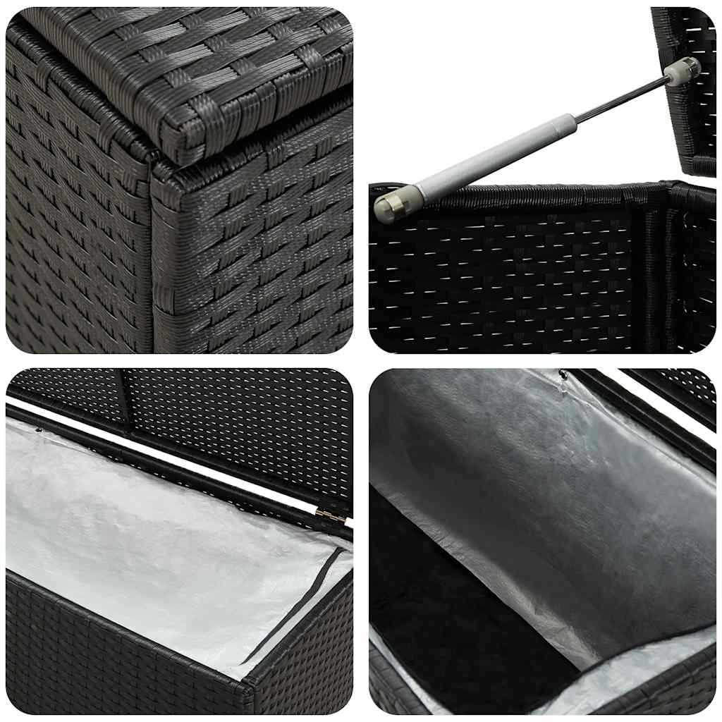 Baule da Giardino in Polyrattan 180x90x70 cm Nero