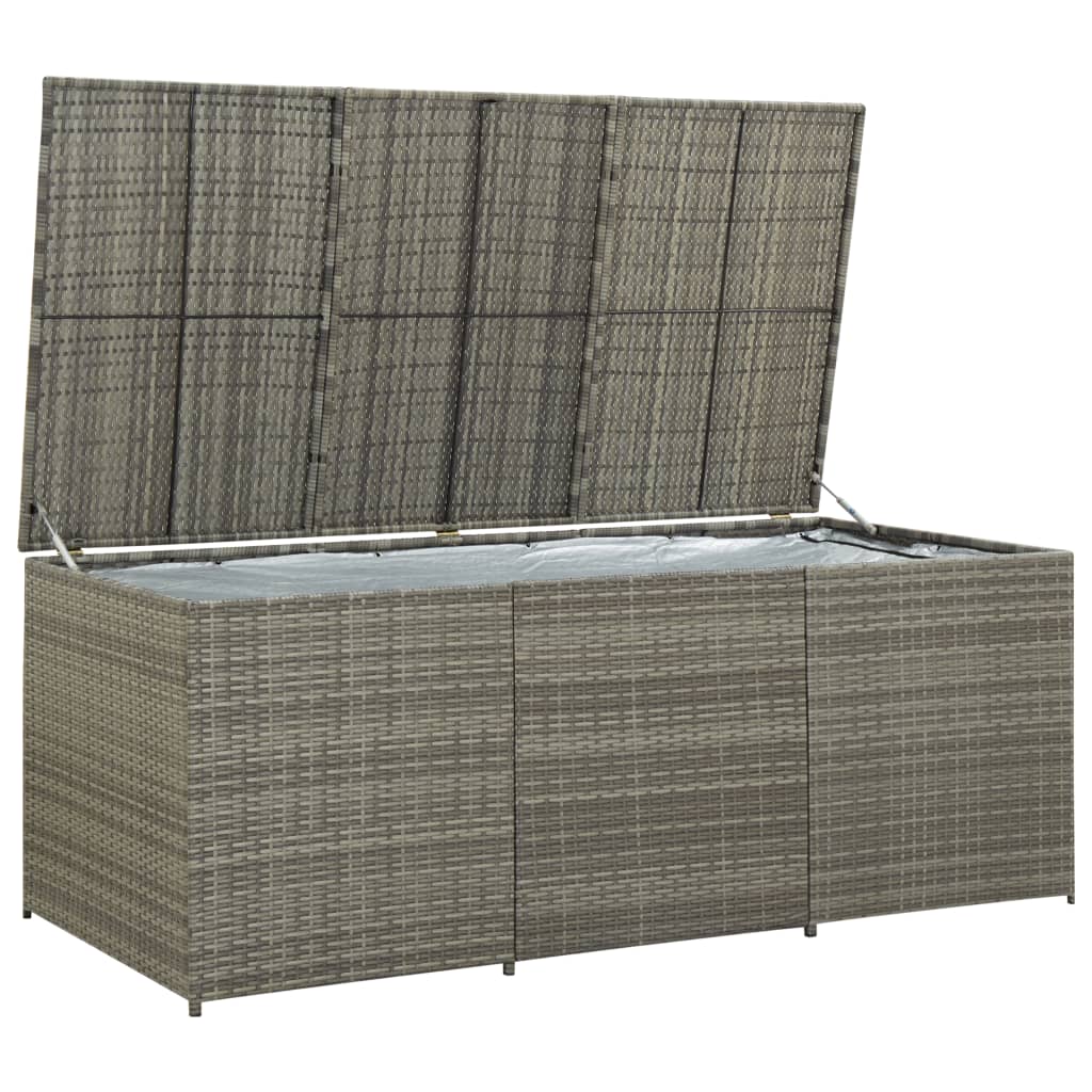 Baule da Giardino in Polyrattan 180x90x70 cm Grigio - homemem39