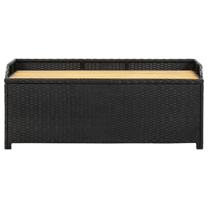 Panca da Giardino con Vano Portaoggetti 120 cm Polyrattan Nera - homemem39