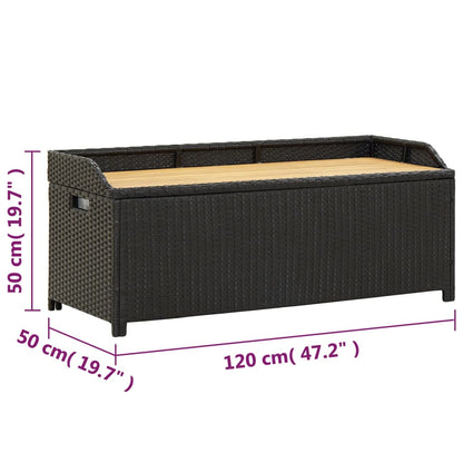 Panca da Giardino con Vano Portaoggetti 120 cm Polyrattan Nera - homemem39