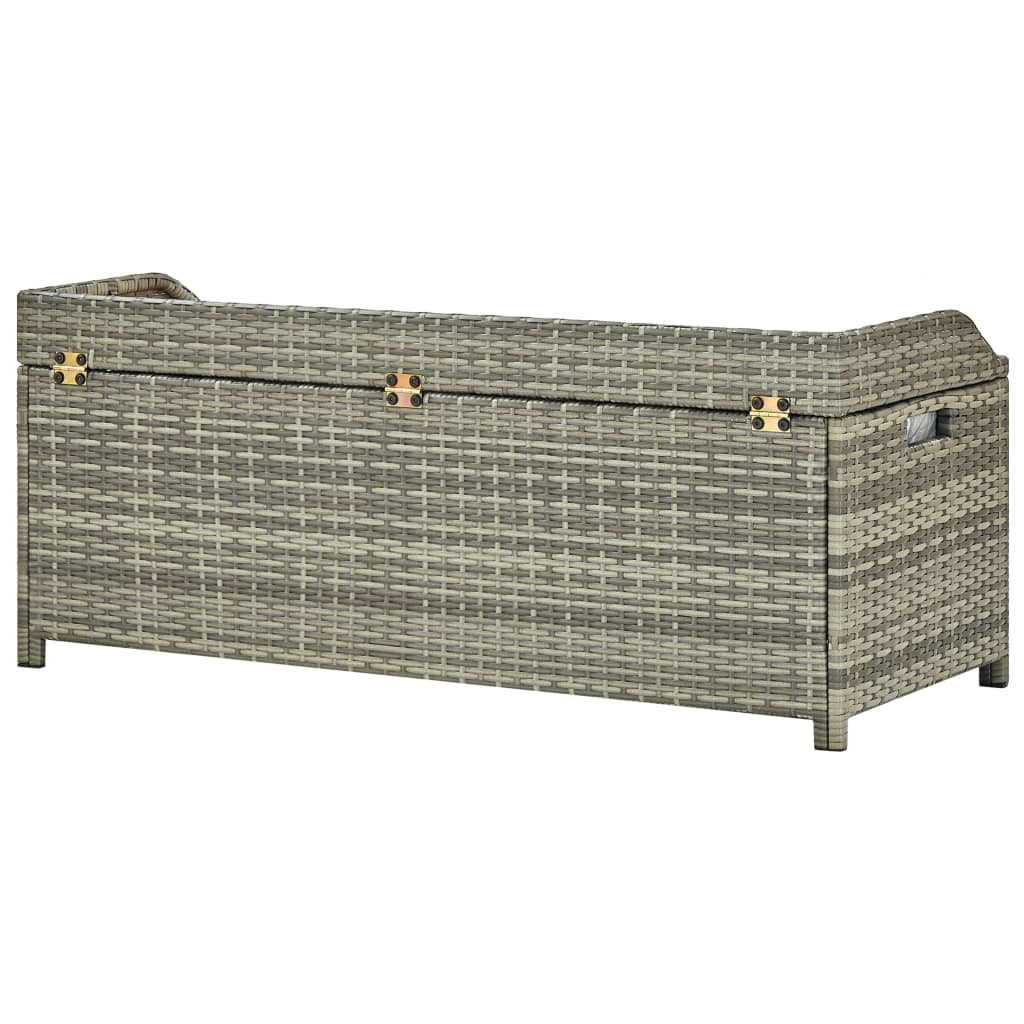 Gartenbank mit Staufach 120cm Polyrattan Grau