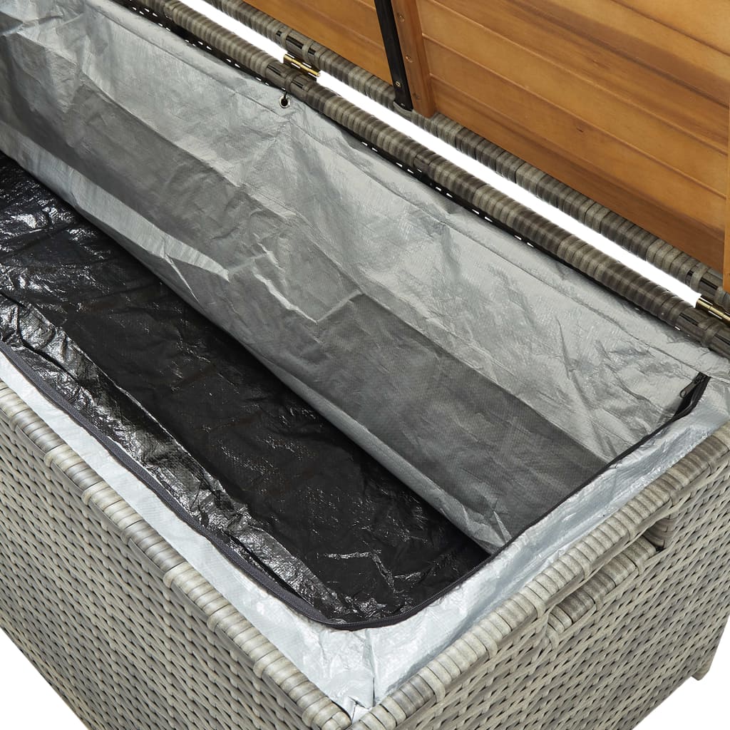 Gartenbank mit Staufach 120cm Polyrattan Grau