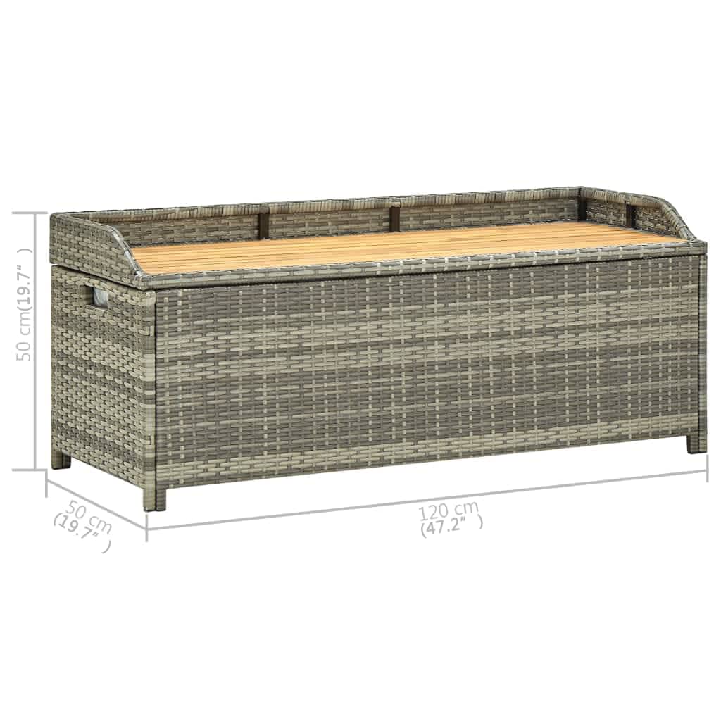 Gartenbank mit Staufach 120cm Polyrattan Grau