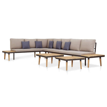 Set Divani da Giardino 7 Posti con Cuscini Legno Acacia Marrone
