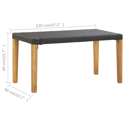 Panchina da Giardino 120 cm Nero Polyrattan e Massello d'Acacia - homemem39
