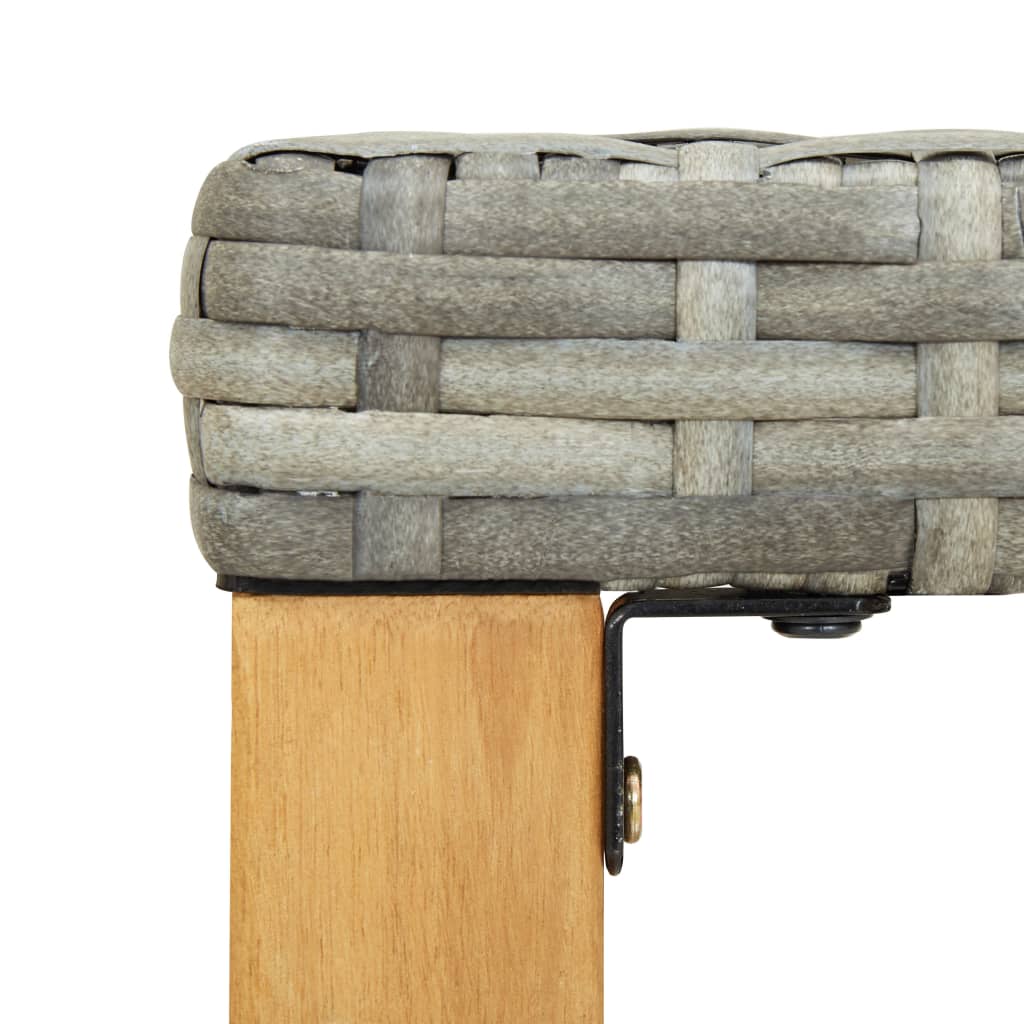 Panchina da Giardino 120 cm Grigia Polyrattan e Legno Acacia - homemem39