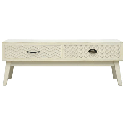 Tavolino Salotto 2 Cassetti Intagliati Grigio 110x50x40cm Legno | homemem39