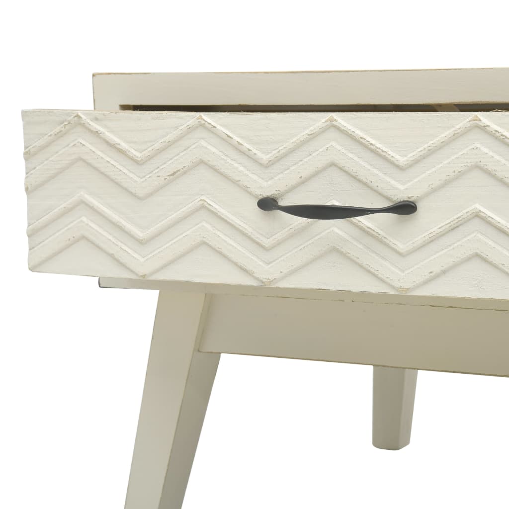 Tavolino Salotto 2 Cassetti Intagliati Grigio 110x50x40cm Legno | homemem39