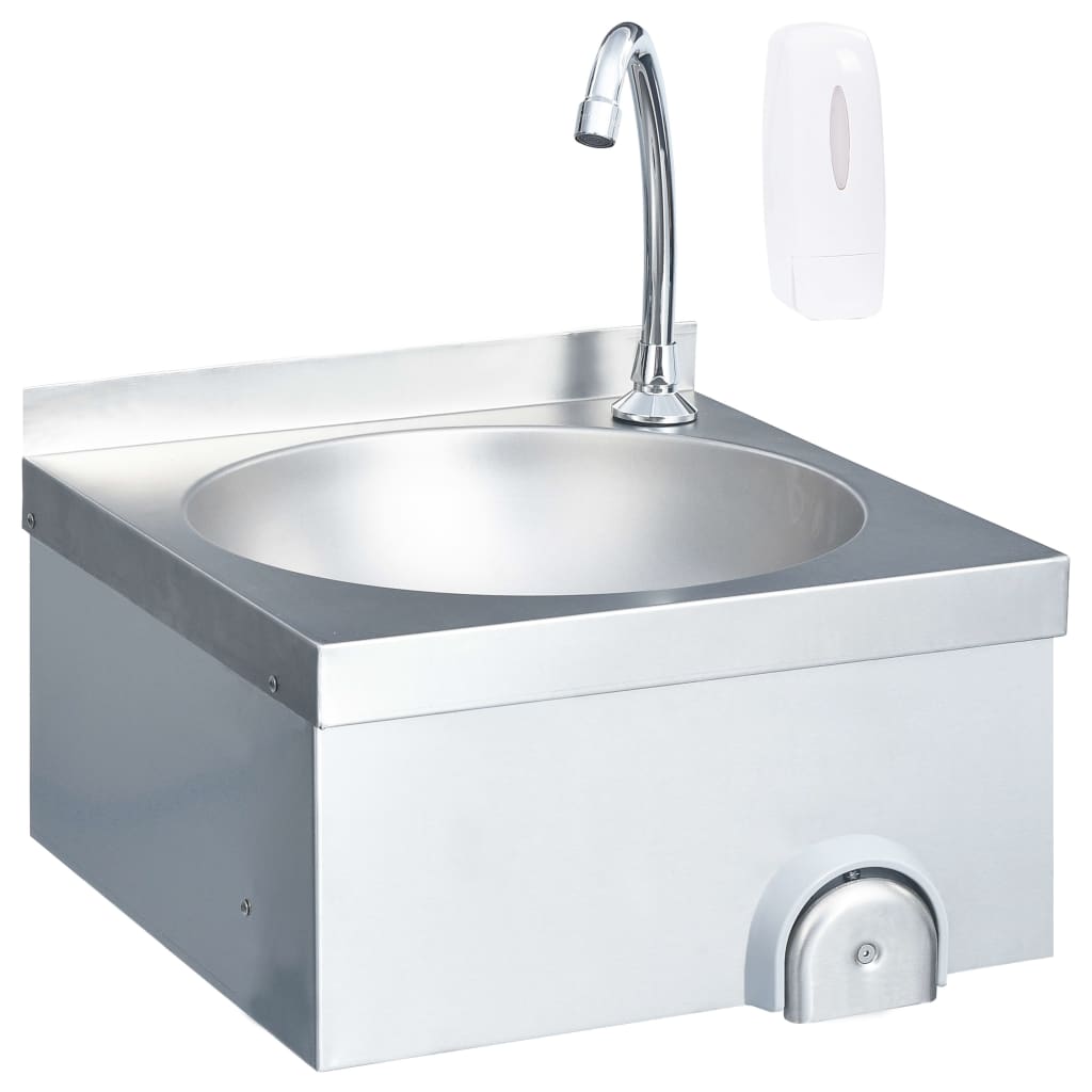 Lavandino con Rubinetto e Dispenser Sapone in Acciaio Inox | homemem39