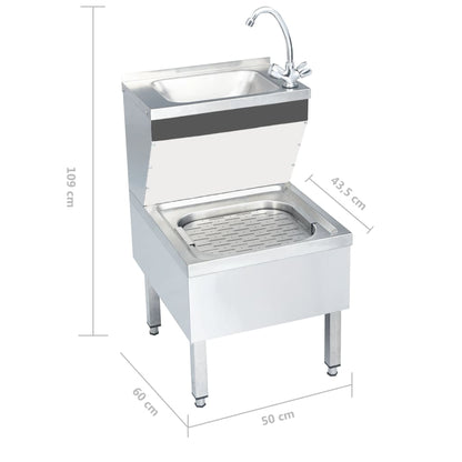 Lavandino Commerciale con Rubinetto da Pavimento Acciaio Inox - homemem39