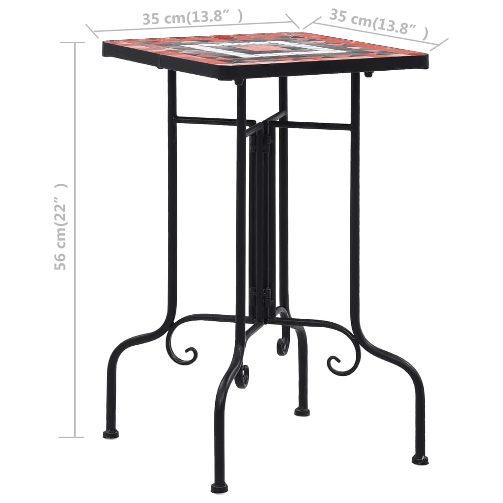 Tavolino di Servizio Mosaico Terracotta e Bianco in Ceramica - homemem39