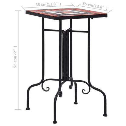 Tavolino di Servizio Mosaico Terracotta e Bianco in Ceramica - homemem39