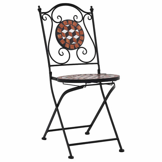Sedie da Bistrò con Mosaico 2 pz Marroni in Ceramica - homemem39