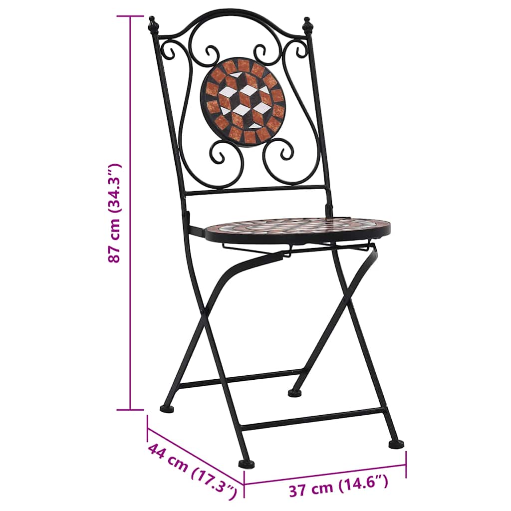 Sedie da Bistrò con Mosaico 2 pz Marroni in Ceramica - homemem39