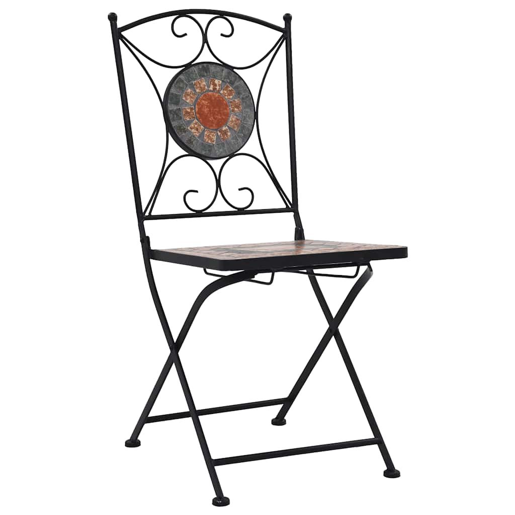 Sedie da Bistrò con Mosaico 2 pz Arancio/Grigio | homemem39