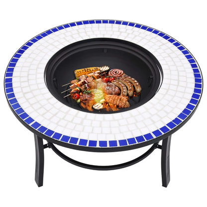 Braciere a Mosaico Blu e Bianco 68 cm in Ceramica - homemem39