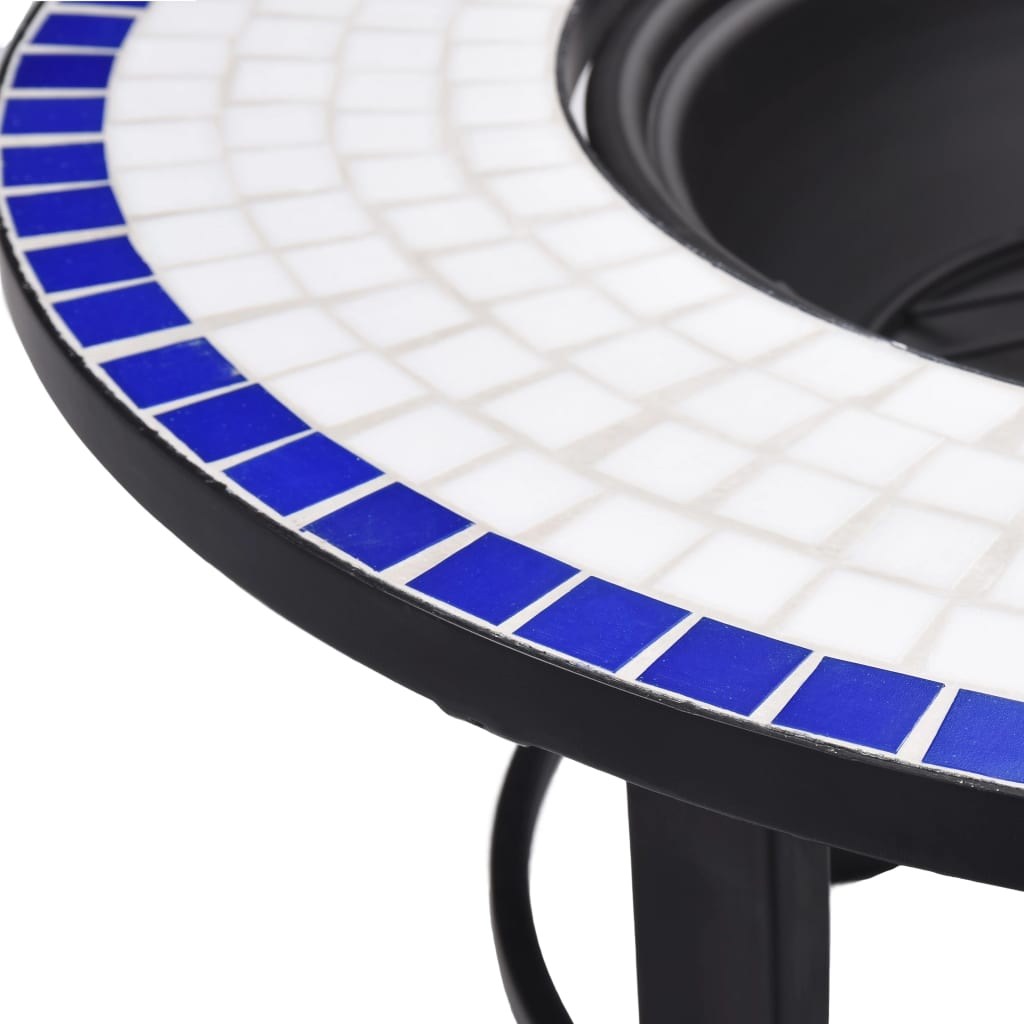 Braciere a Mosaico Blu e Bianco 68 cm in Ceramica - homemem39