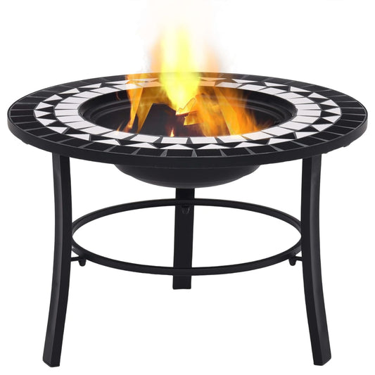 Braciere con Mosaico Nero e Bianco 68cm in Ceramica - homemem39