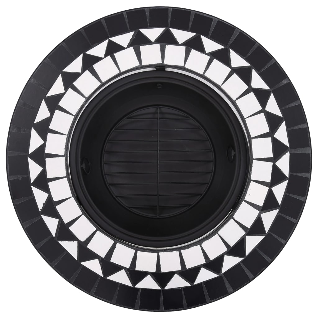 Braciere con Mosaico Nero e Bianco 68cm in Ceramica - homemem39