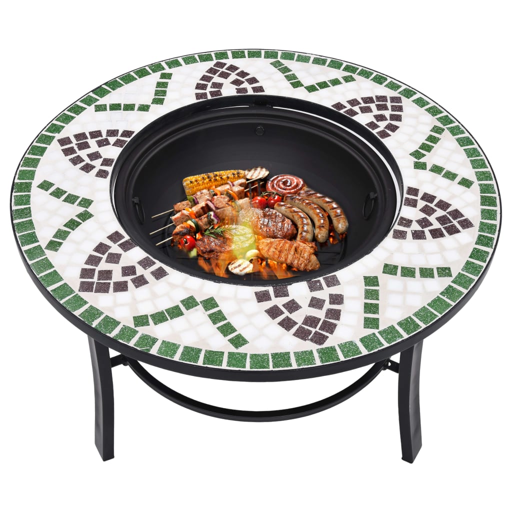 Braciere a Mosaico Verde 68 cm in Ceramica - homemem39