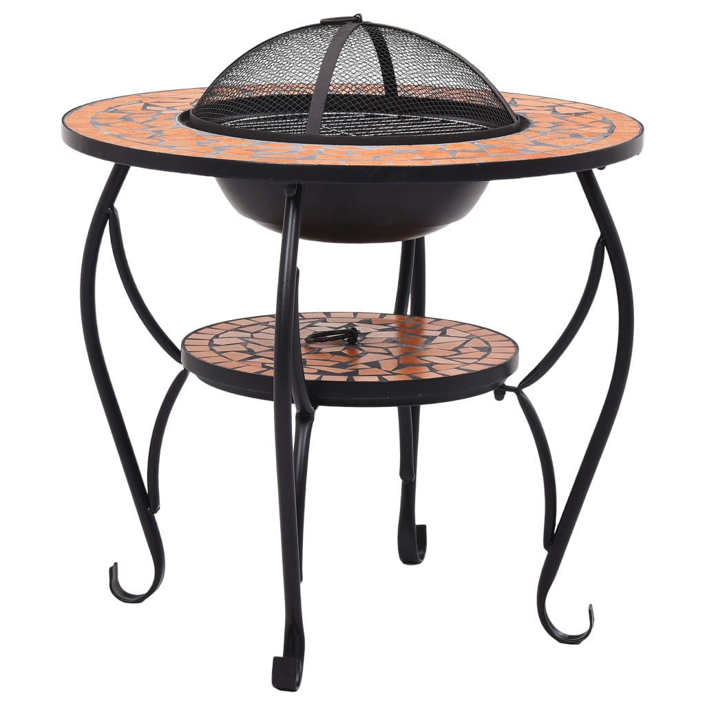 Tavolo con Braciere a Mosaico Terracotta 68 cm in Ceramica - homemem39