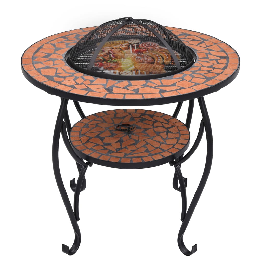 Tavolo con Braciere a Mosaico Terracotta 68 cm in Ceramica - homemem39