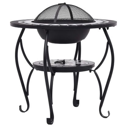Tavolo con Braciere a Mosaico Nero e Bianco 68 cm in Ceramica - homemem39
