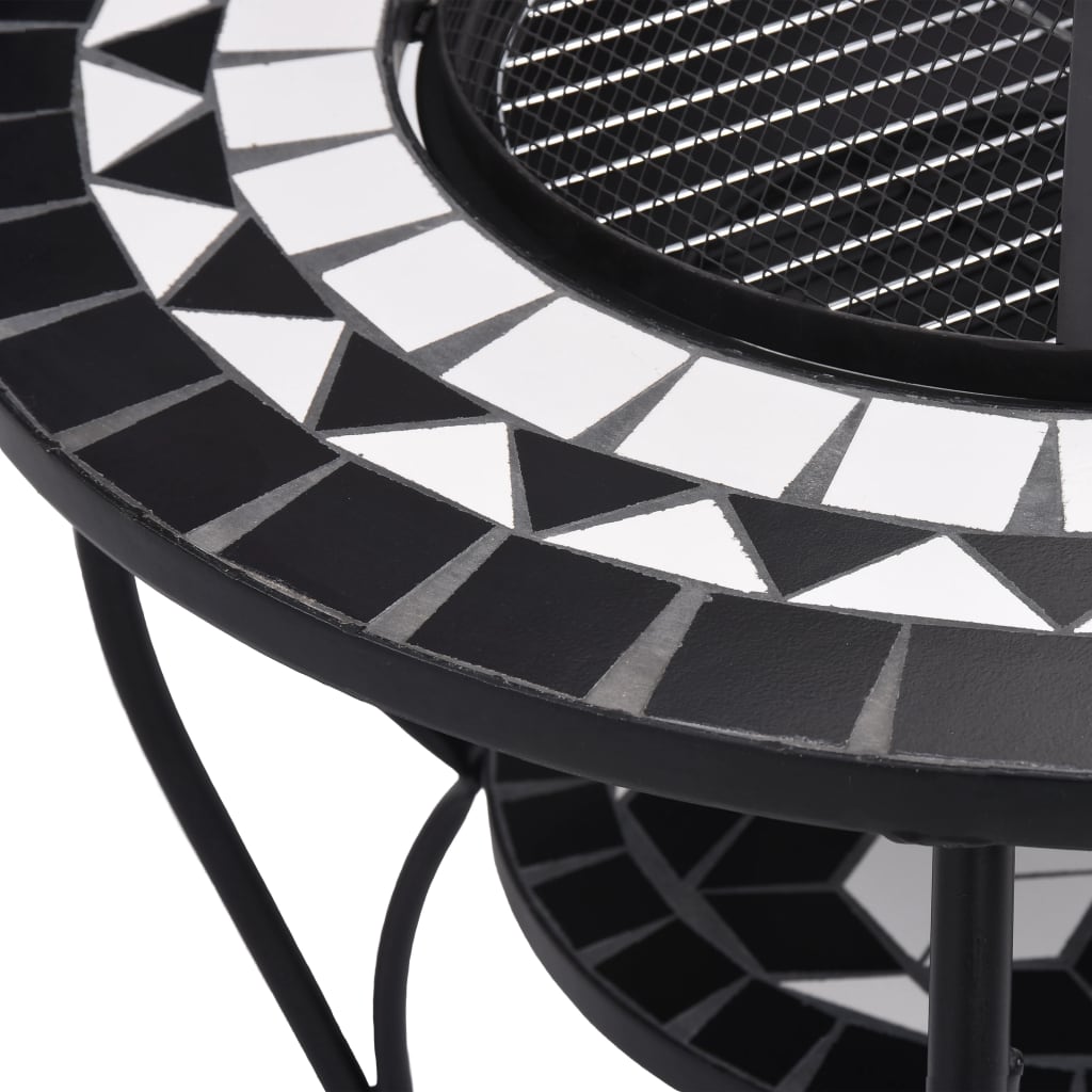 Tavolo con Braciere a Mosaico Nero e Bianco 68 cm in Ceramica - homemem39