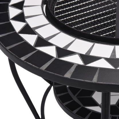 Tavolo con Braciere a Mosaico Nero e Bianco 68 cm in Ceramica - homemem39