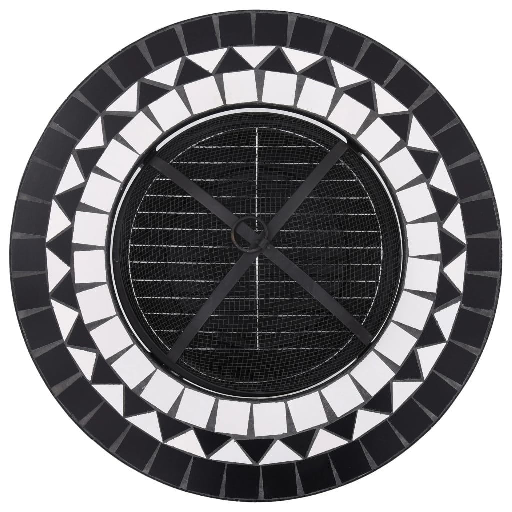 Tavolo con Braciere a Mosaico Nero e Bianco 68 cm in Ceramica - homemem39