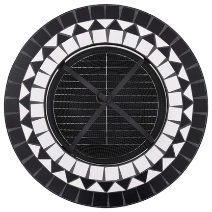 Tavolo con Braciere a Mosaico Nero e Bianco 68 cm in Ceramica - homemem39