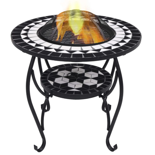 Tavolo con Braciere a Mosaico Nero e Bianco 68 cm in Ceramica - homemem39