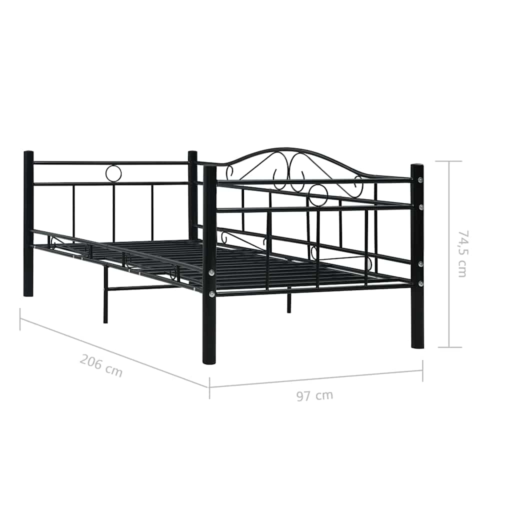 Telaio Divano Letto Nero in Metallo 90x200 cm