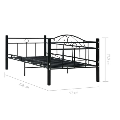Telaio Divano Letto Nero in Metallo 90x200 cm