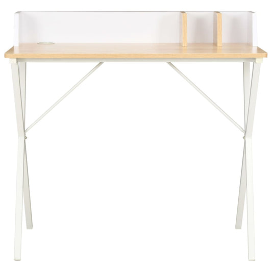Scrivania Bianca e Naturale 80x50x84 cm - homemem39