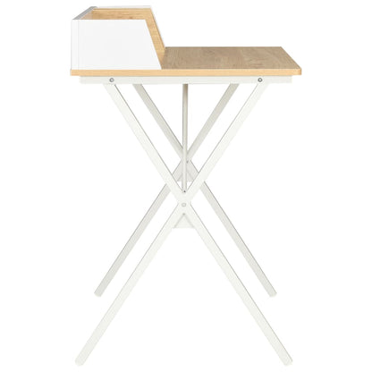 Scrivania Bianca e Naturale 80x50x84 cm - homemem39
