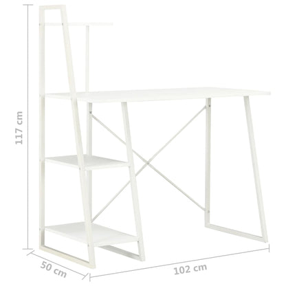 Scrivania con Mensole Bianca 102x50x117 cm - homemem39