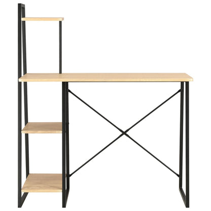 Scrivania con Mensole Nera e Rovere 102x50x117 cm | homemem39