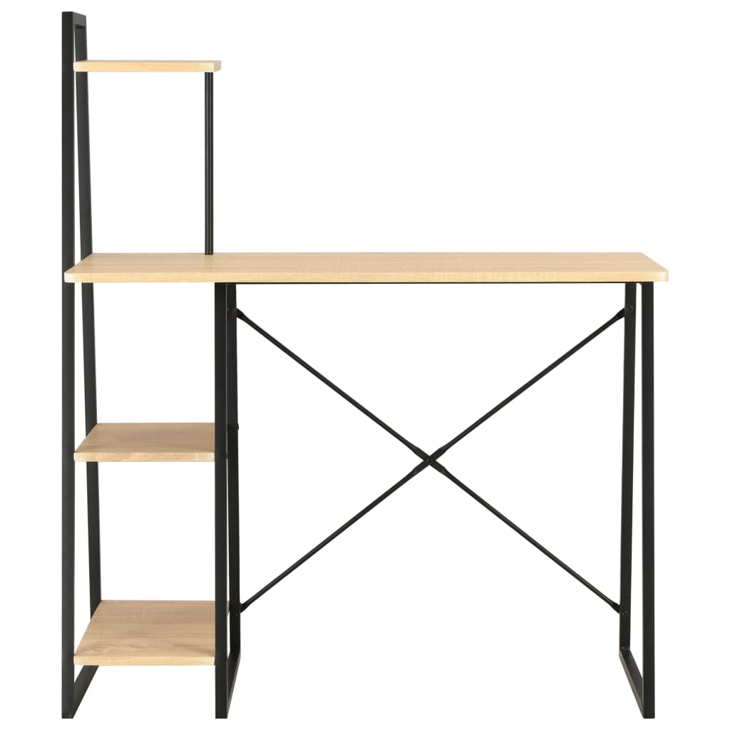 Scrivania con Mensole Nera e Rovere 102x50x117 cm - homemem39