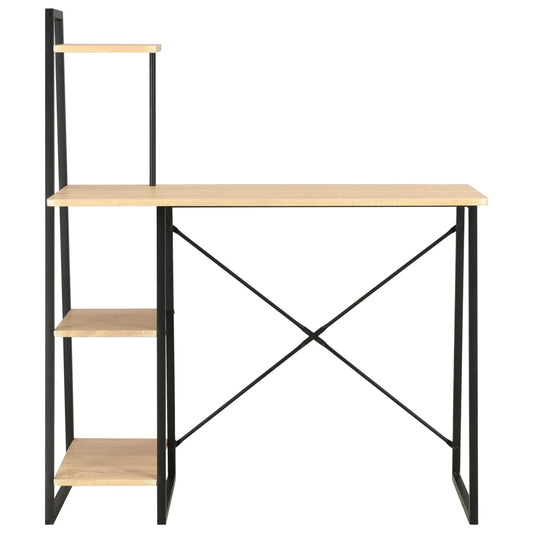 Scrivania con Mensole Nera e Rovere 102x50x117 cm - homemem39