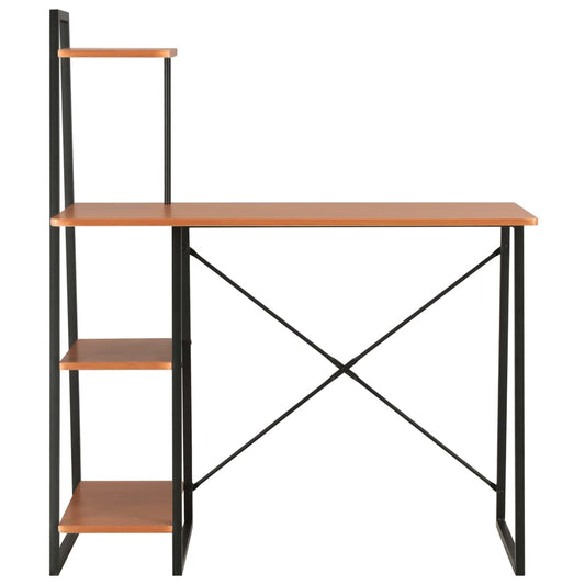 Scrivania con Mensole Nera e Marrone 102x50x117 cm - homemem39