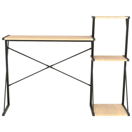 Scrivania con Ripiano Nera e Rovere 116x50x93 cm - homemem39