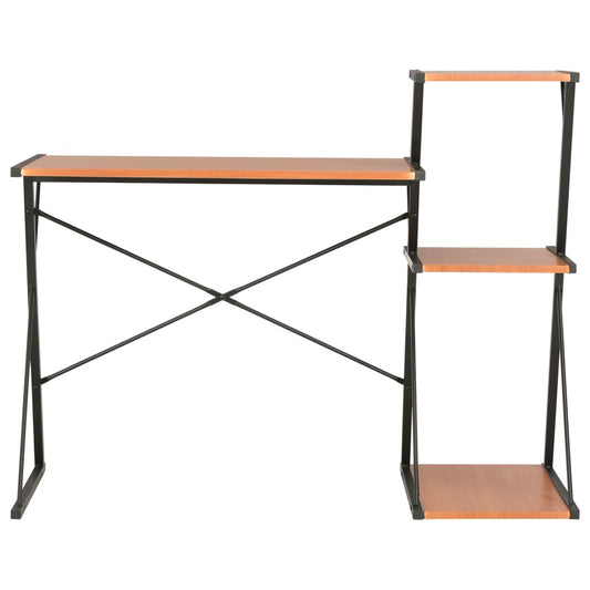 Scrivania con Ripiano Nera e Marrone 116x50x93 cm - homemem39