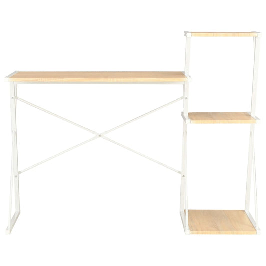 Scrivania con Ripiano Bianca e Rovere 116x50x93 cm - homemem39