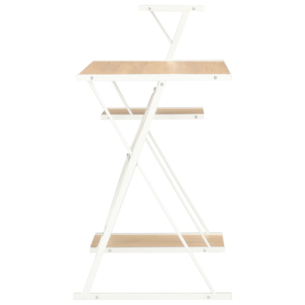 Scrivania con Ripiano Bianca e Rovere 116x50x93 cm - homemem39