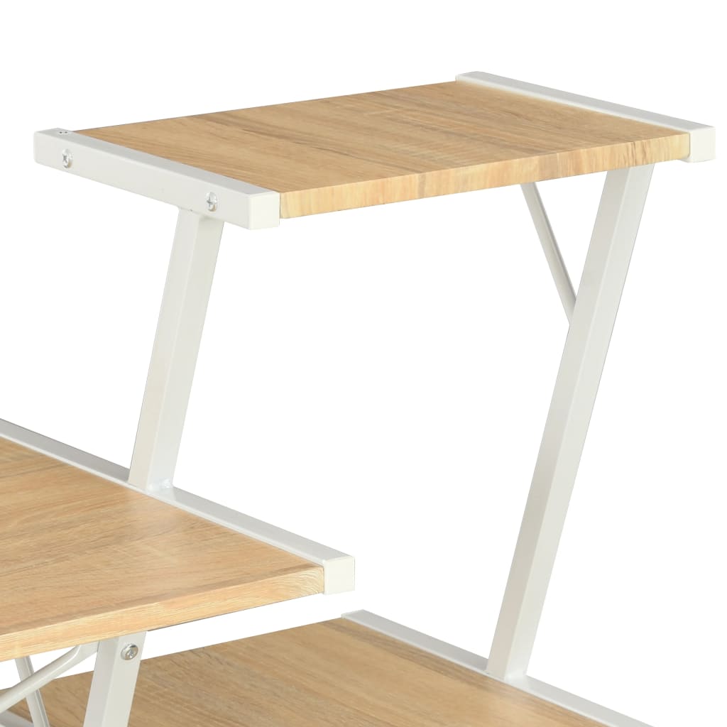 Scrivania con Ripiano Bianca e Rovere 116x50x93 cm - homemem39