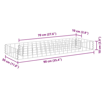 Gabbione Letto Rialzato in Acciaio Zincato 90x30x10 cm | homemem39